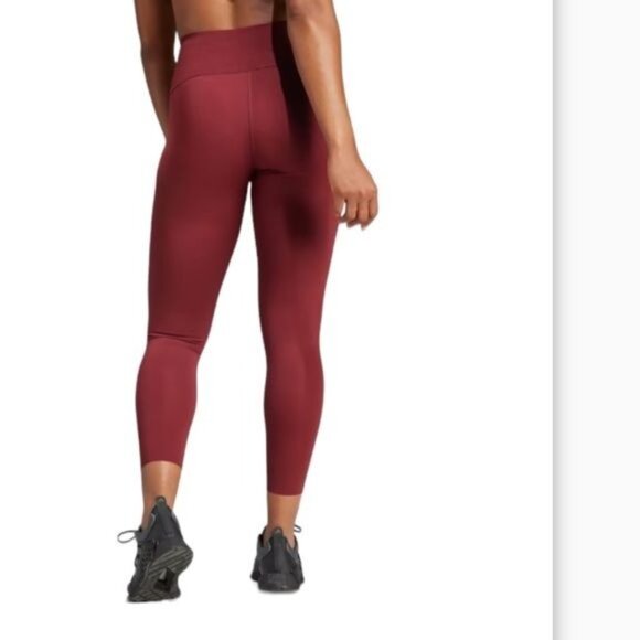 Adidas Womens High-Rise Maroon Climalite Leggings Size F - Picture 2 of 9